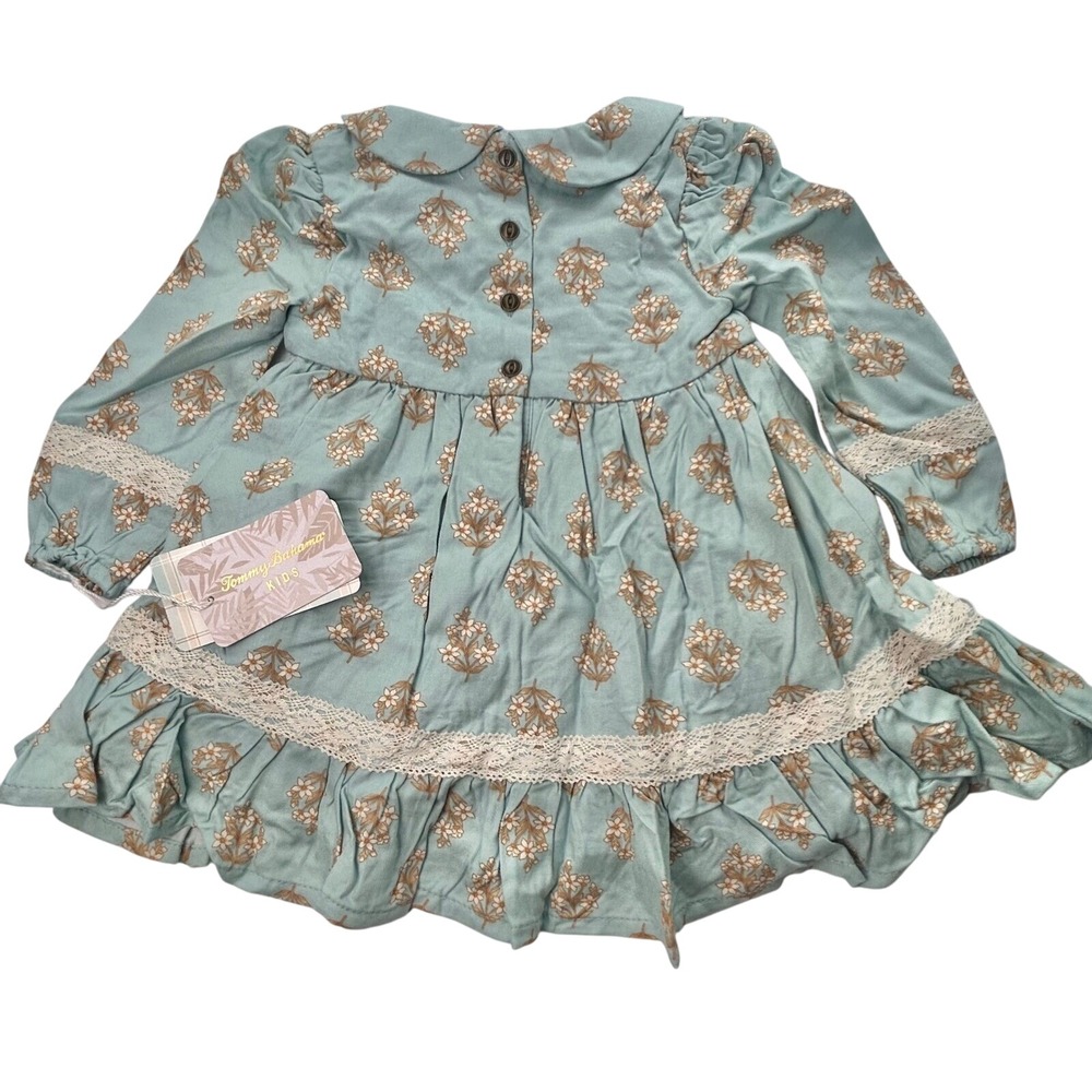 NEW Tommy‎ Bahama Floral Dress Sherpa Vest Peter Pan Collar Long Sleeve 18 month